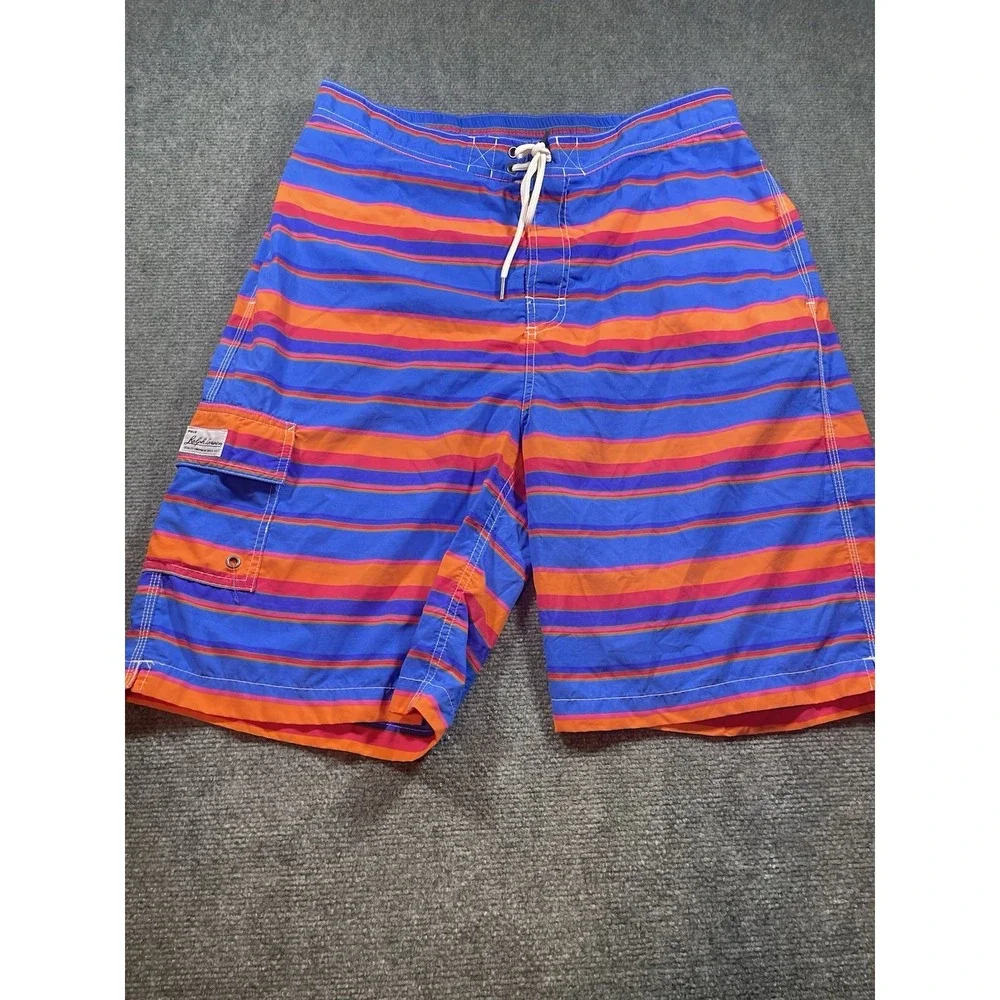 Polo Ralph Lauren Men's Stripe Swim Trunks Board Shorts Size Large